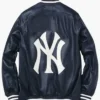 Buy Now New York Yankees Navy Blue Varsity Leather Jacket For Sale