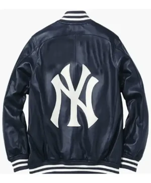 Buy Now New York Yankees Navy Blue Varsity Leather Jacket For Sale