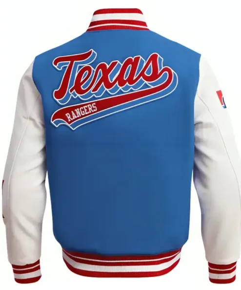 Buy Now Texas Rangers Blue And White Varsity Wool Jacket For Sale