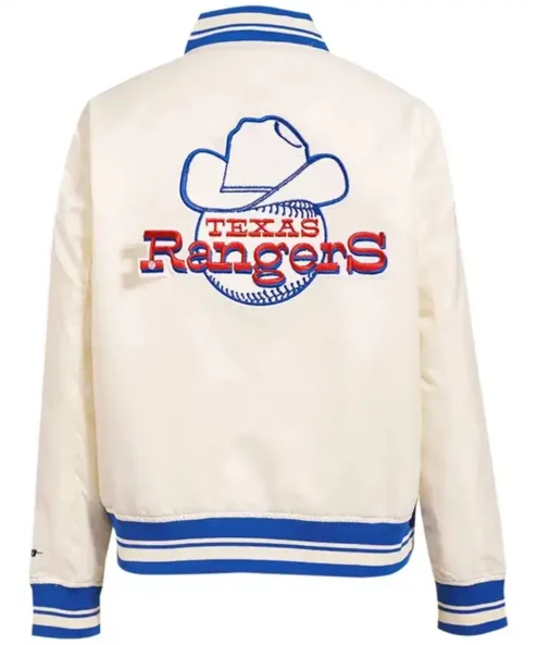 Buy Now Texas Rangers White Full Snap Bomber Jacket For Sale