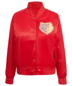Candida Memphis Grizzlies Red Satin Full Snap Varsity Jacket
