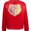 Candida Memphis Grizzlies Red Satin Full Snap Varsity Jacket Back