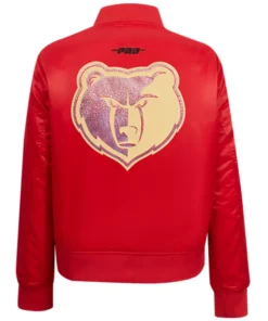 Candida Memphis Grizzlies Red Satin Full Snap Varsity Jacket Back