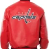 Capitals Leather Red Bomber Jacket For Men and Women