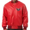 Capitals Leather Red Leather Bomber Jacket
