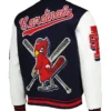 Cardinals Letterman Black and White Wool Varsity Jacket Back
