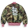 Cardinals Red Satin Ma-1 Camo Bomber Jacket Back