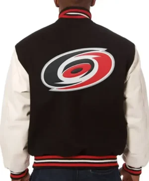Carolina Hurricanes Black And White Full Snap Varsity Jacket For Men and Women