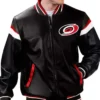 Carolina Hurricanes Leather Zip-Up Bomber Jacket