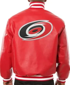 Carolina Hurricanes Red Leather Bomber Jacket