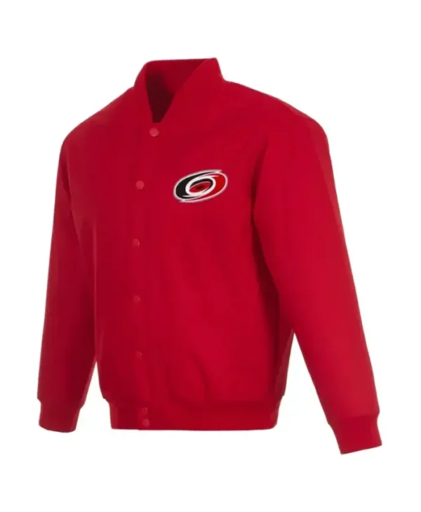 Carolina Hurricanes Satin Full Snap Red Varsity Jacket
