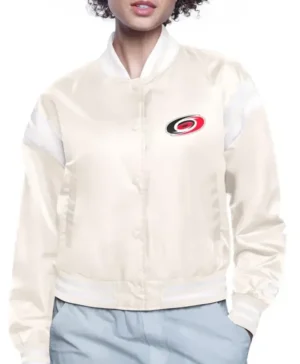 Carolina Hurricanes White Satin Varsity Jacket
