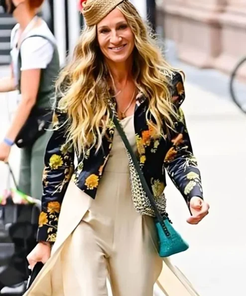 Carrie Bradshaw And Just Like That Black Floral Jacket