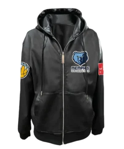 Casimir Memphis Grizzlies Black Leather Hooded Bomber Jacket