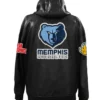 Casimir Memphis Grizzlies Black Leather Hooded Bomber Jacket Back