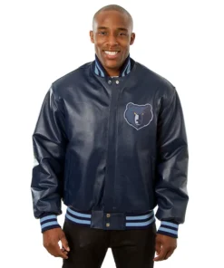 Casimir Memphis Grizzlies Navy Leather Bomber Jacket
