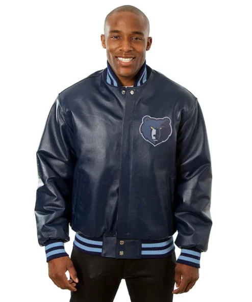 Casimir Memphis Grizzlies Navy Leather Bomber Jacket