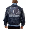 Casimir Memphis Grizzlies Navy Leather Bomber Jacket Back