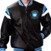 Charlotte FC Black Leather Zip Bomber Jacket