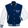 Charlotte Hornets Blue and White Wool Full Snap Varsity Jacket