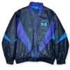 Charlotte Hornets Vintage Leather Black Bomber Jacket