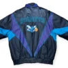 Charlotte Hornets Vintage Leather Black Bomber Jacket Back