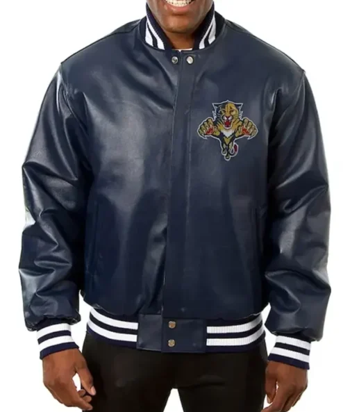 Chesley Florida Panthers Navy Blue Varsity Leather Jacket