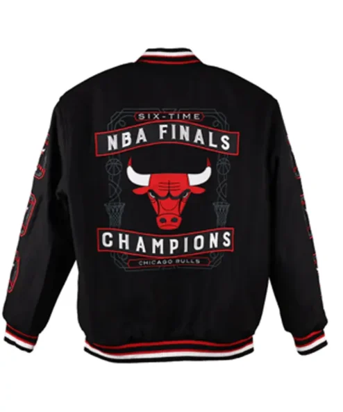Chicago Bulls Championship Black Varsity Jacket Back