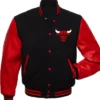 Chicago Bulls Red And Black Leather Varsity Jacket