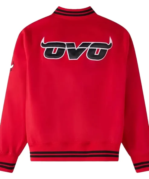 Chicago Bulls Red Wool Varsity Jacket Back