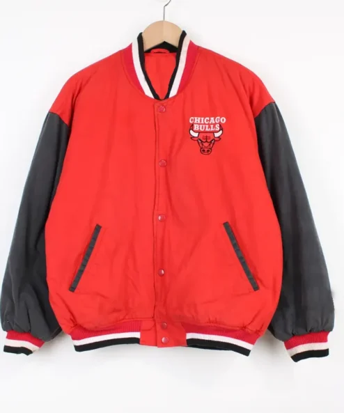 Chicago Bulls Vintage Red and Black Varsity Jacket