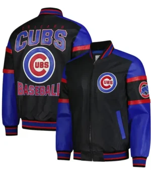 Chicago Cubs Baseball Leather Zipper Varsity Jacket