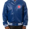 Chicago Cubs Leather Navy Blue Bomber Jacket