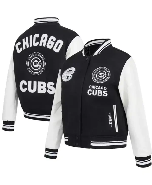 Chicago Cubs Wool Black And White Varsity Jacket