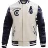 Chicago Cubs Wool White And Black Varsity Jacket