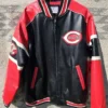 Cincinnati Reds Vintage Leather Varsity Zipper Jacket