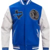 Citlalli Dallas Mavericks Blue And White Wool Varsity Jacket