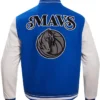 Citlalli Dallas Mavericks Blue And White Wool Varsity Jacket Back