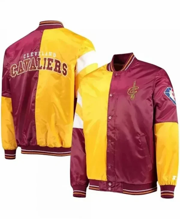 Cleveland Cavaliers Leader Wine and Yellow Varsity Jacket