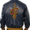 Cleveland Cavaliers Navy Bomber Leather Jacket Back
