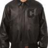 Cleveland Guardians Black Leather Bomber Jacket