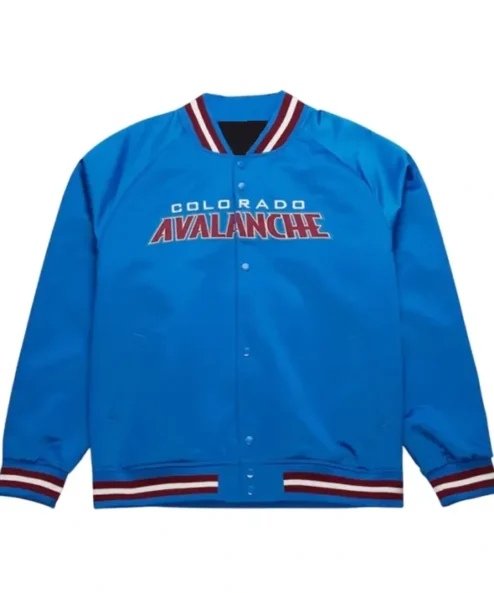 Colorado Avalanche Blue Satin Bomber Jacket
