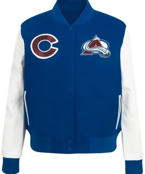 Colorado Avalanche Classic Blue And White Varsity Jacket