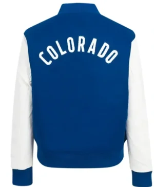 Colorado Avalanche Classic White And Blue Varsity Jacket