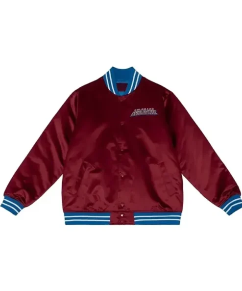 Colorado Avalanche Maroon Satin Bomber Jacket