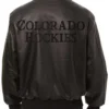 Colorado Rockies Black Leather Bomber Jacket Back