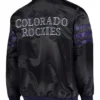 Colorado Rockies Black Satin Bomber Jacket Back