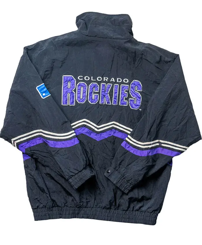 Colorado Rockies Black Vintage Zipper Jacket Back