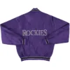 Colorado Rockies Purple Vintage Full Snap Varsity Jacket Back