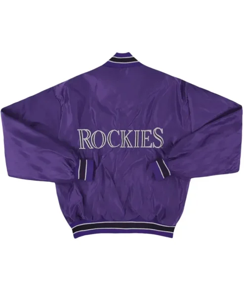 Colorado Rockies Purple Vintage Full Snap Varsity Jacket Back